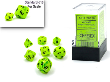 Chessex Mini 7pc - Vortex - Bright Green/Black