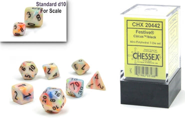 Chessex Mini 7pc - Festive - Circus/Black
