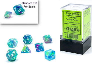 Chessex Mini 7pc - Festive - Waterlily/White