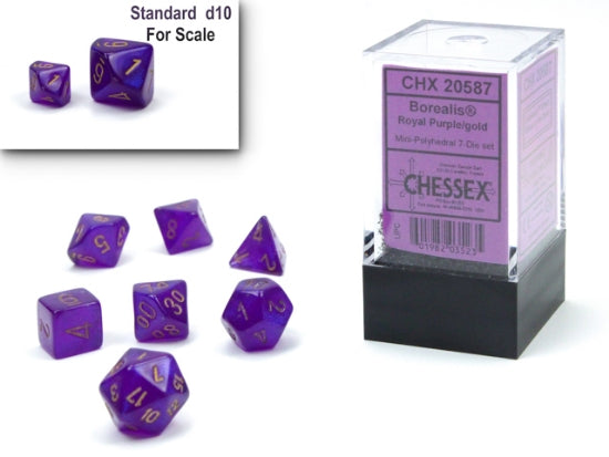 Chessex Mini 7pc - Borealis - Royal Purple/Gold