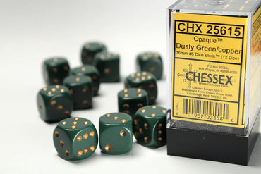 Chessex 16 MM - Opaque - Dusty Green/Gold