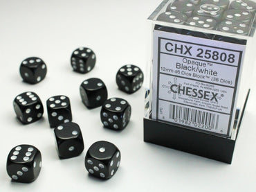 Chessex - 12mm - Opaque - Black/White