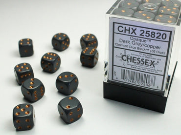 Chessex 12 MM Opaque Dark Grey/Copper