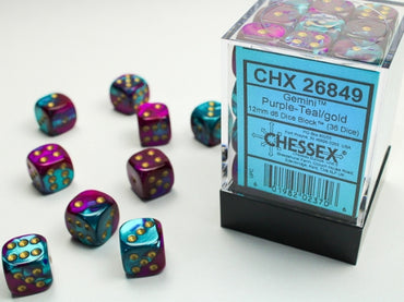 Chessex 12 mm - Gemini - Purple/Teal Gold