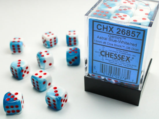 Chessex 12 MM Gemini Astral Blue-White/Red