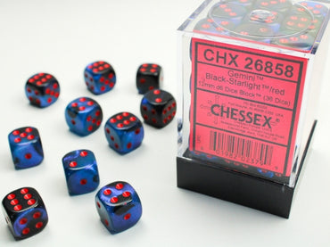 Chessex 12 mm - Gemini - Black-Starlight/Red