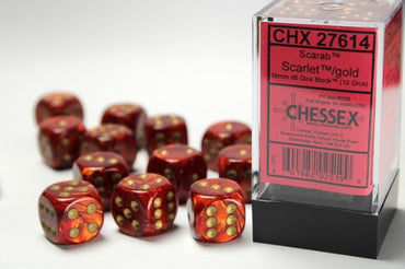 Chessex 16 MM - Scrab - Scarlet/gold