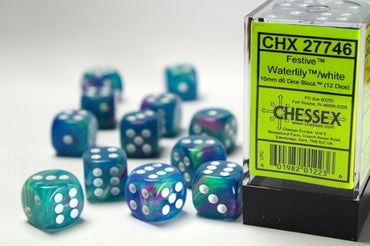 Chessex - 16mm - Festive - Waterlilly/White