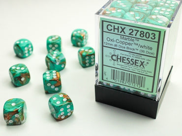 Chessex - 12mm - Marble - Oxi-copper/white
