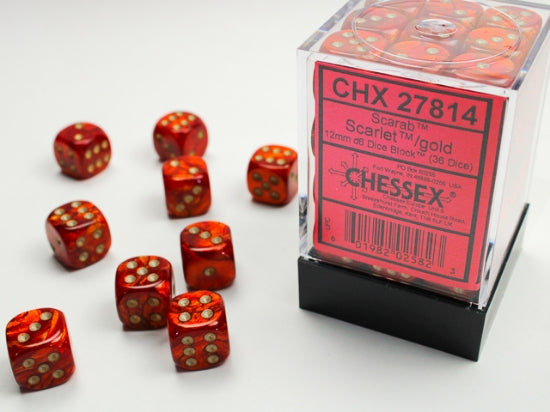 Chessex 12 MM Scarab Scarlet/Gold