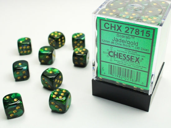 Chessex - Scarab - 12mm - Jade/Gold