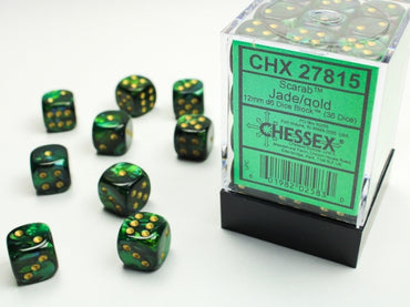 Chessex - Scarab - 12mm - Jade/Gold