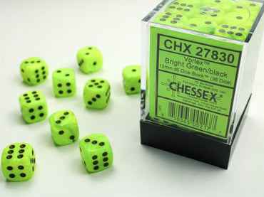 Chessex Vortex - 12mm - Bright Green/Black