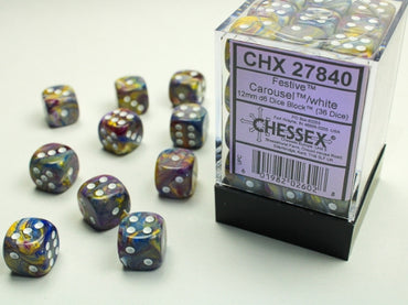 Chessex 12 MM Festive Carousel/White
