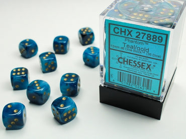 Chessex 12 MM Phantom Teal/Gold