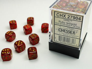 Chessex - 12mm - Glitter - Ruby/gold