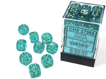 Chessex Borealis - 12mm - Teal/Gold