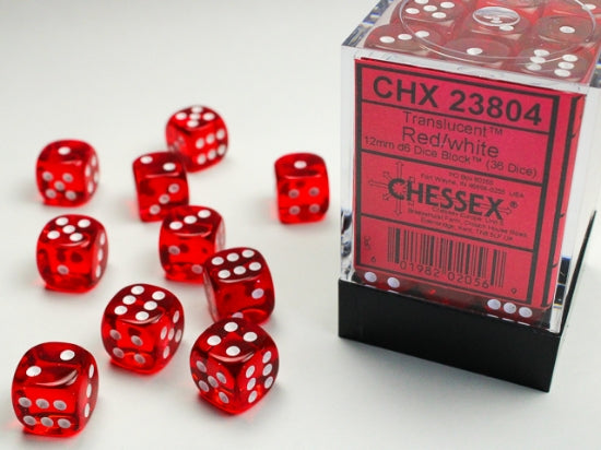 Chessex - Translucent - 12 MM - Red/White