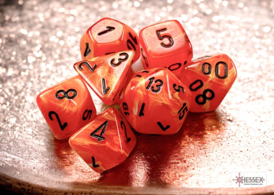 Chessex Mini 7pc - Vortex - Orange/Black