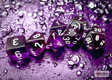 Chessex Mini 7pc - Translucent - Purple/White