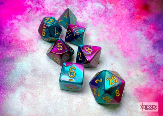 Chessex Mini 7pc - Gemini - Purple/Teal/Gold