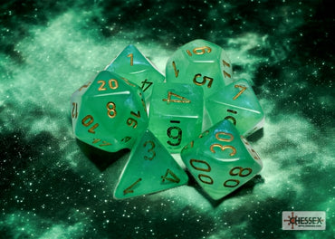 Chessex - Polyhedral (7 set) - Borealis - Light green/gold (Glow)