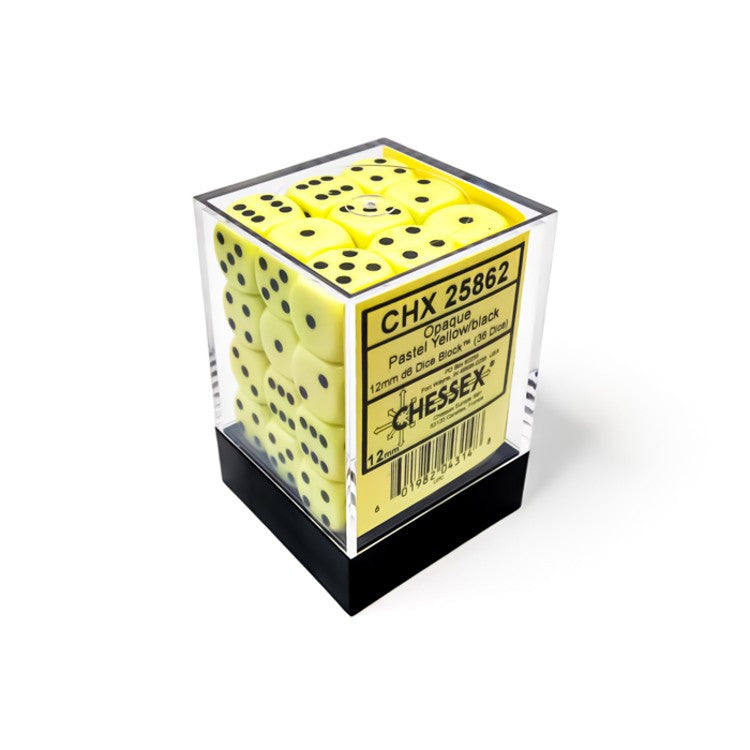 Chessex 12 MM Opaque Pastel Yellow/Black