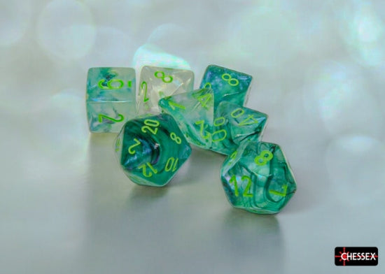 Chessex - Polyhedral (7 set) - Borealis - Kelp/light green (Glow)