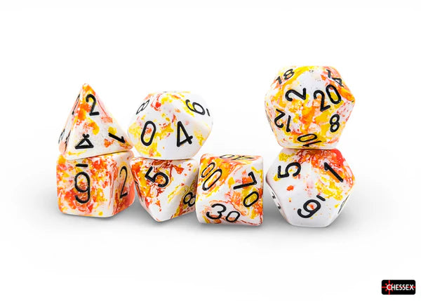 Chessex - Polyhedral (7 set) - Brushed - Sunrise/black