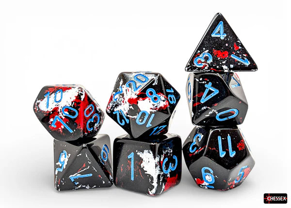 Chessex - Polyhedral (7 set) - Brushed - Dark Side/blue