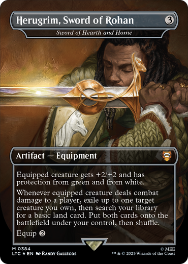 Herugrim, Sword of Rohan - Sword of Hearth and Home (Borderless) (Surge Foil Realms and Relics) [The Lord of the Rings: Tales of Middle-Earth Commander]