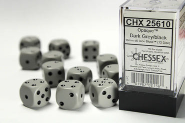 Chessex 16 MM - Opaque - Dark Grey/Black