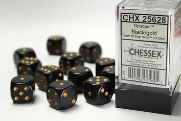 Chessex 16 MM - Opaque - Black/gold