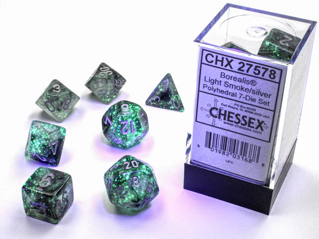 Chessex 7 Die Set - Borealis Light Smoke