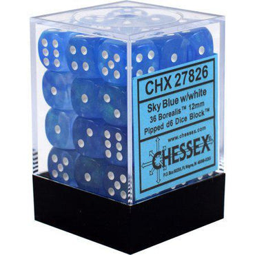 Chessex Borealis - 12mm - Sky Blue/White
