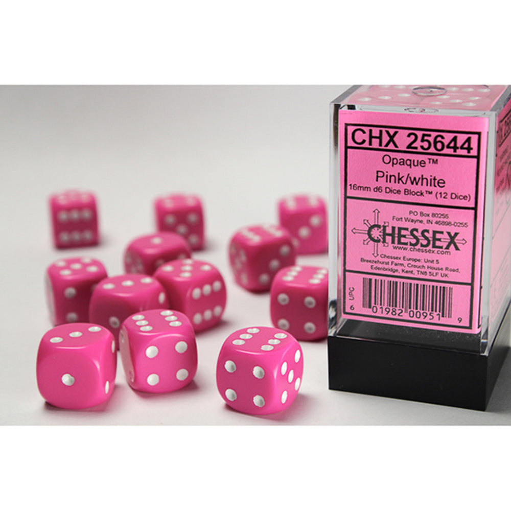 Chessex 16 MM Pink/White