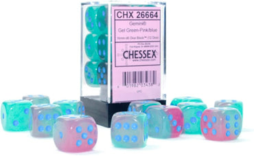 Chessex 16 MM - Gemini - Gel Green/Pink/blue