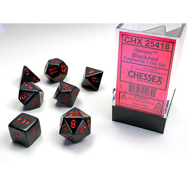 Chessex 7 Die Set - Black Red Opaque