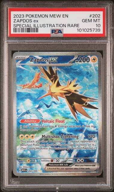 Zapdos EX  - 2023 MEW EN - #202 - PSA GEM MT 10