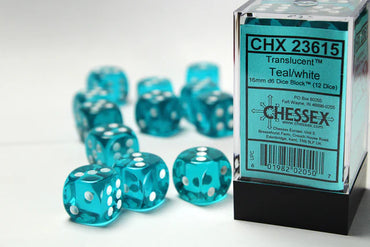 Chessex 16 MM - Translucent - Teal/white