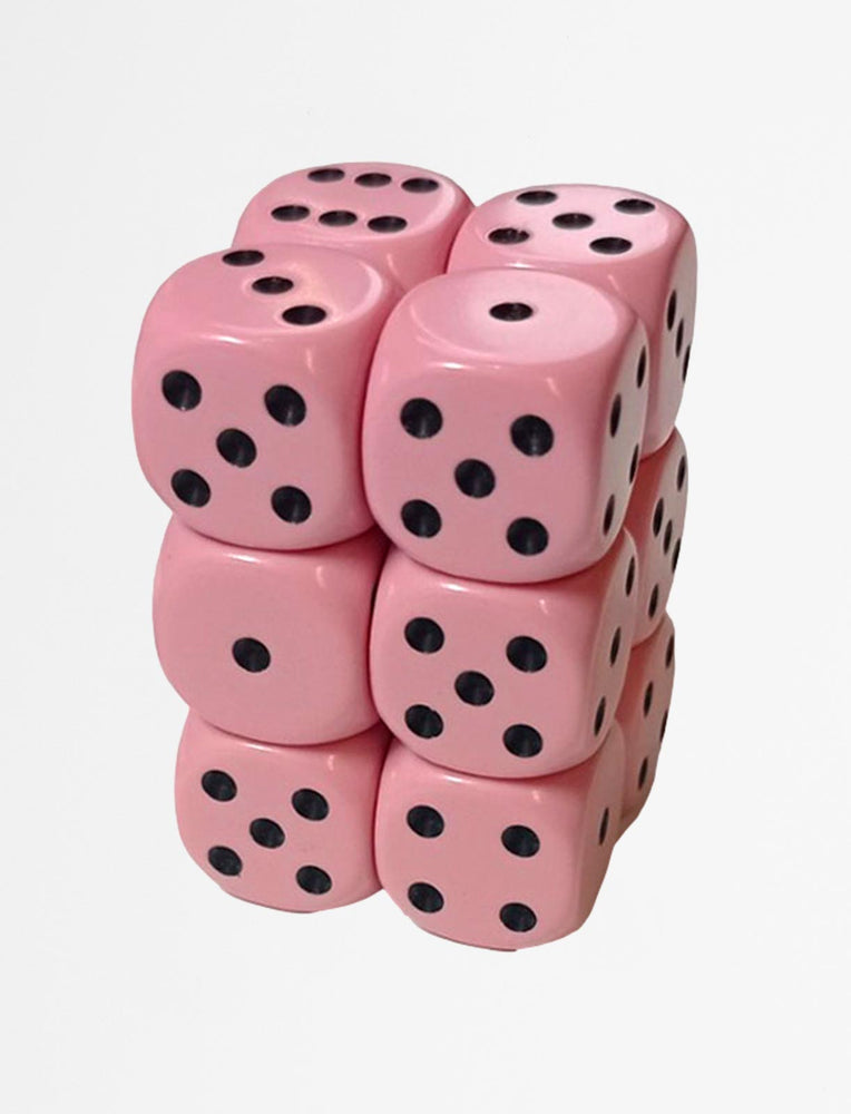 Chessex 16 MM - Opaque - Pastel Pink/Black