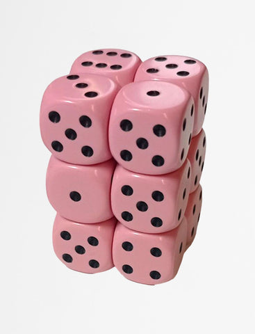Chessex 16 MM - Opaque - Pastel Pink/Black