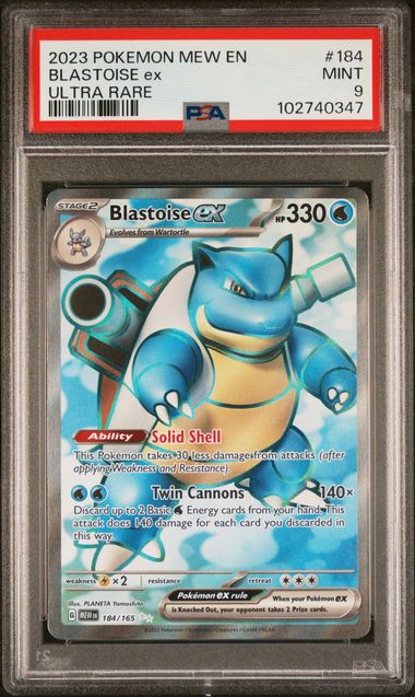 Blastoise EX  - 2023 MEW EN - #184 - PSA MT 9