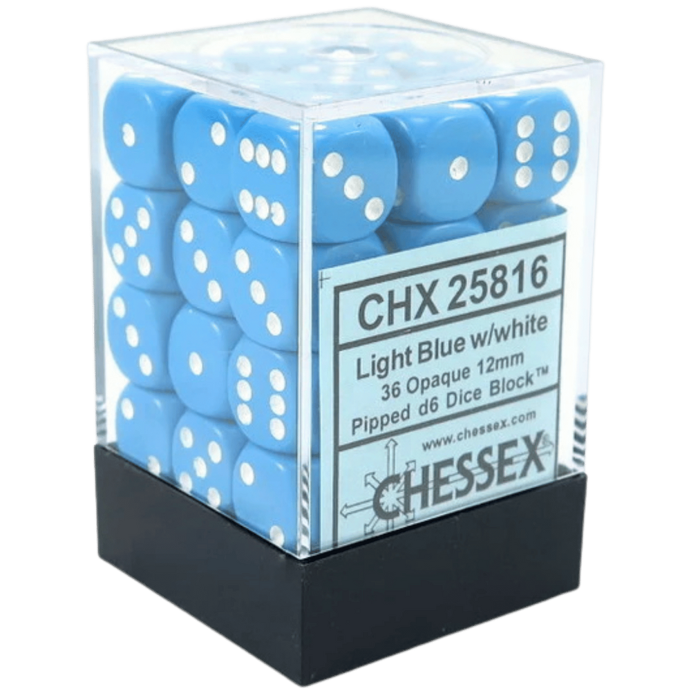 Chessex 12 MM Opaque Light Blue/White