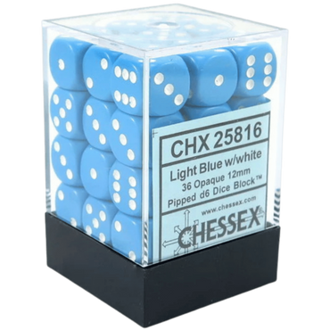 Chessex 12 MM Opaque Light Blue/White