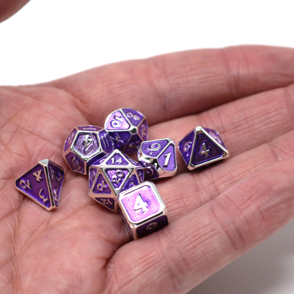 Die Hard Dice - Critlings - 7pc Mini RPG Set - Platimun Amethyst