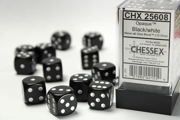 Chessex 16 MM - Opaque - Black/white