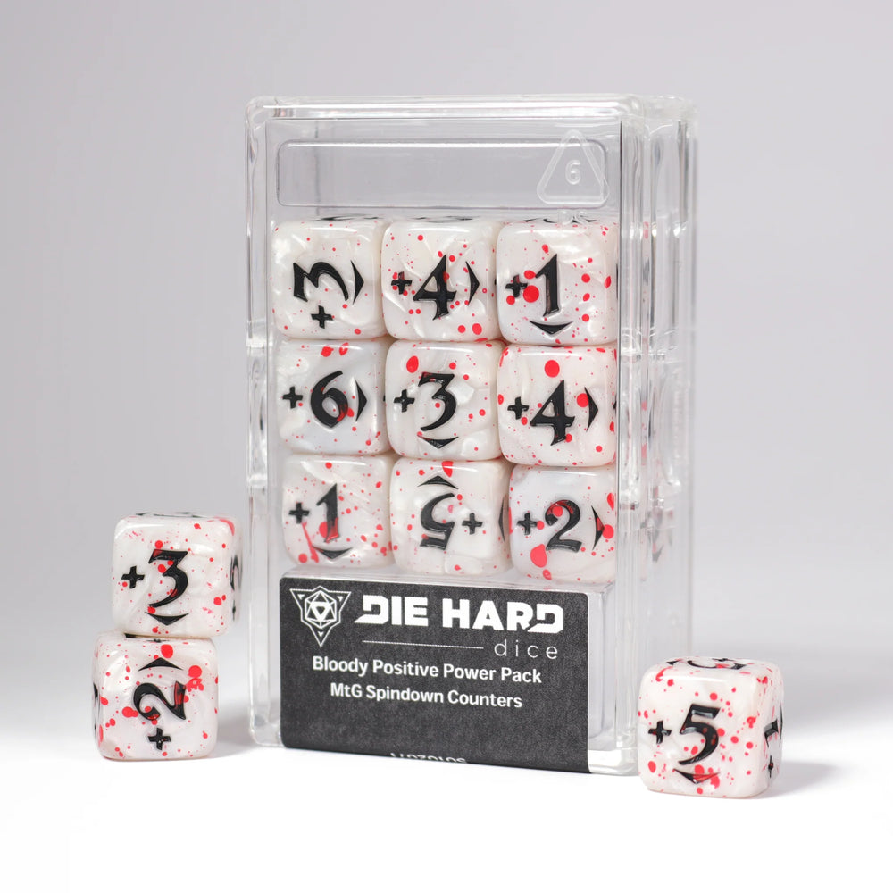 Die Hard Dice - Spindown Counters - Positive Power Pack - Bloody White