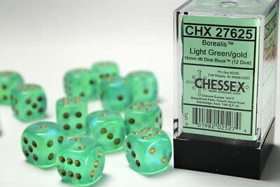 Chessex Borealis - 12mm - Light Green/Gold
