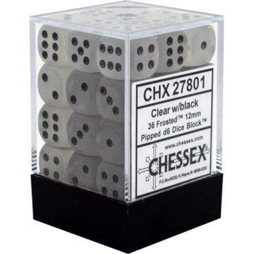 Chessex - Frosted - 12mm - Clear/Black